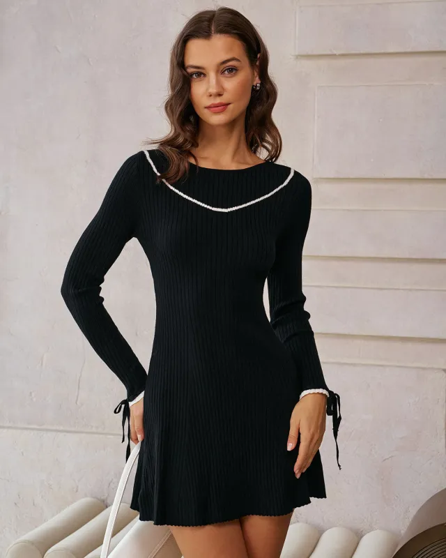 Black Contrasting Sweater Mini Dress sold by rihoas
