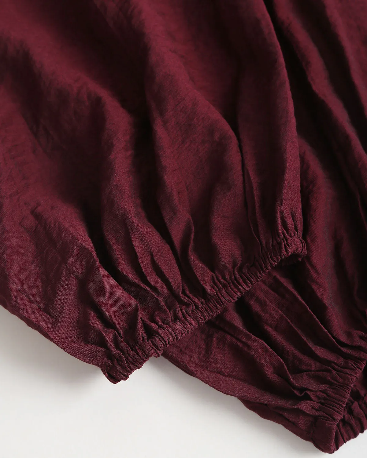 Wine Red V Neck Shirred Blouse sold by rihoas product image thumbnail 4