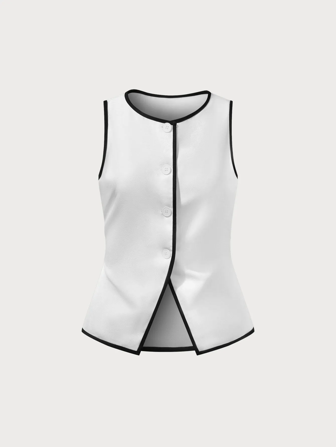 Off White Contrasting Vest sold by rihoas