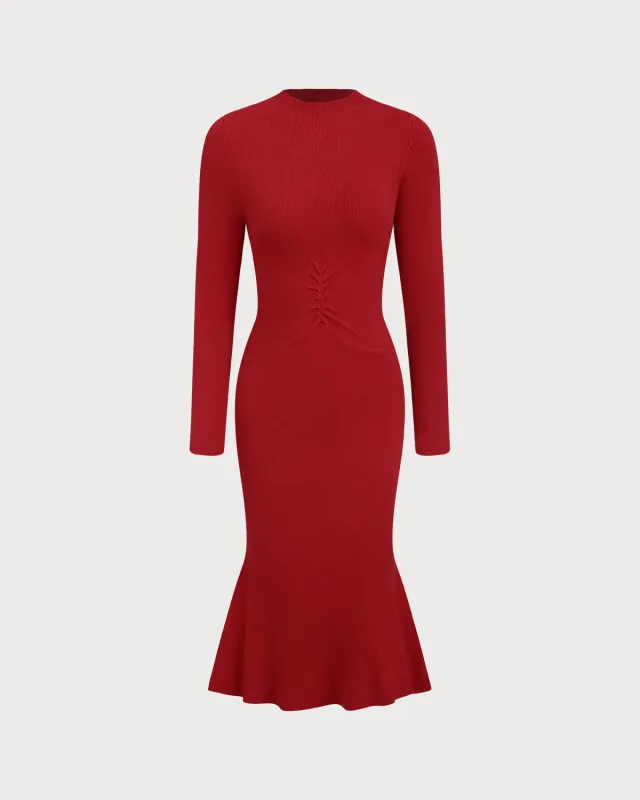 Red Bodycon Mermaid Sweater Dress sold by rihoas