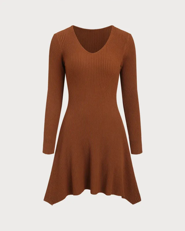 Caramel A-Line Pleated Sweater Dress sold by rihoas