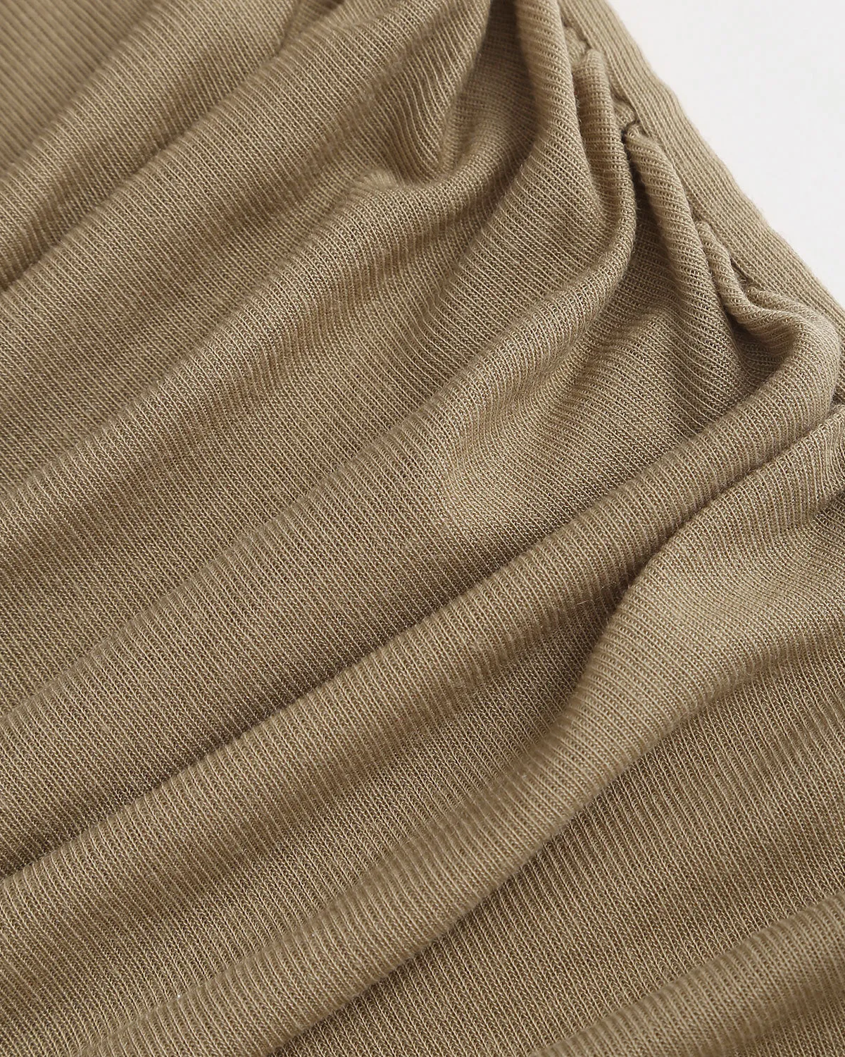 Khaki Knit Round Neck Ruched Tee sold by rihoas product image thumbnail 3