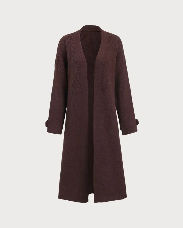Coffee Knit Long Cardigan sold by rihoas