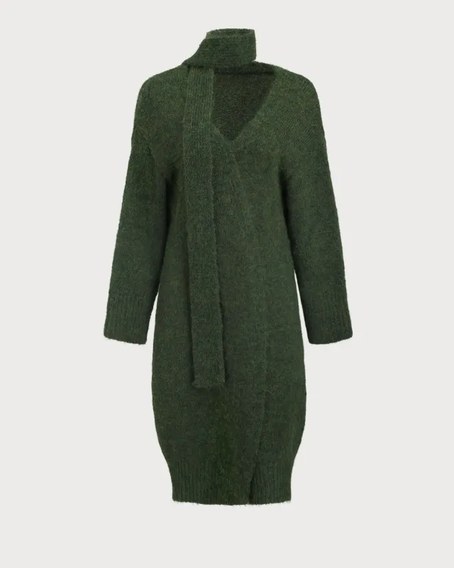 Green V Neck Knit Cardigan sold by rihoas