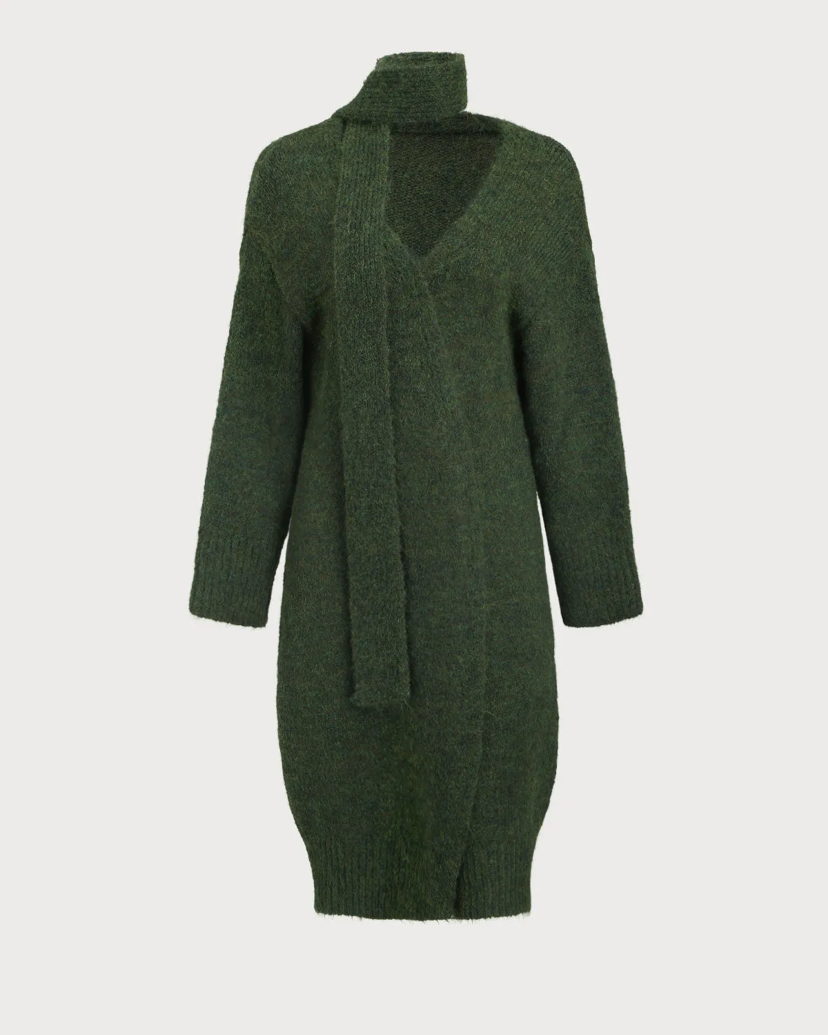 Green V Neck Knit Cardigan sold by rihoas