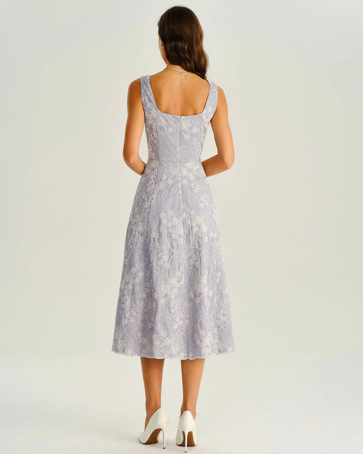 Purple Floral Slip Midi Dress sold by rihoas product image thumbnail 5