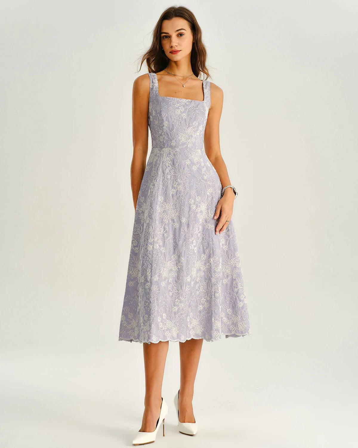 Purple Floral Slip Midi Dress sold by rihoas product image thumbnail 4