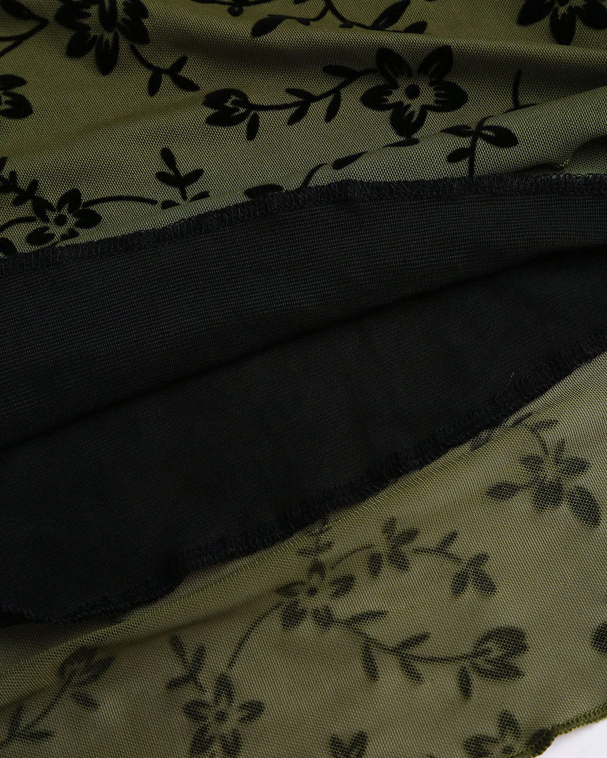 Green Floral Elastic Waist Mermaid Midi Skirt sold by rihoas product image thumbnail 4