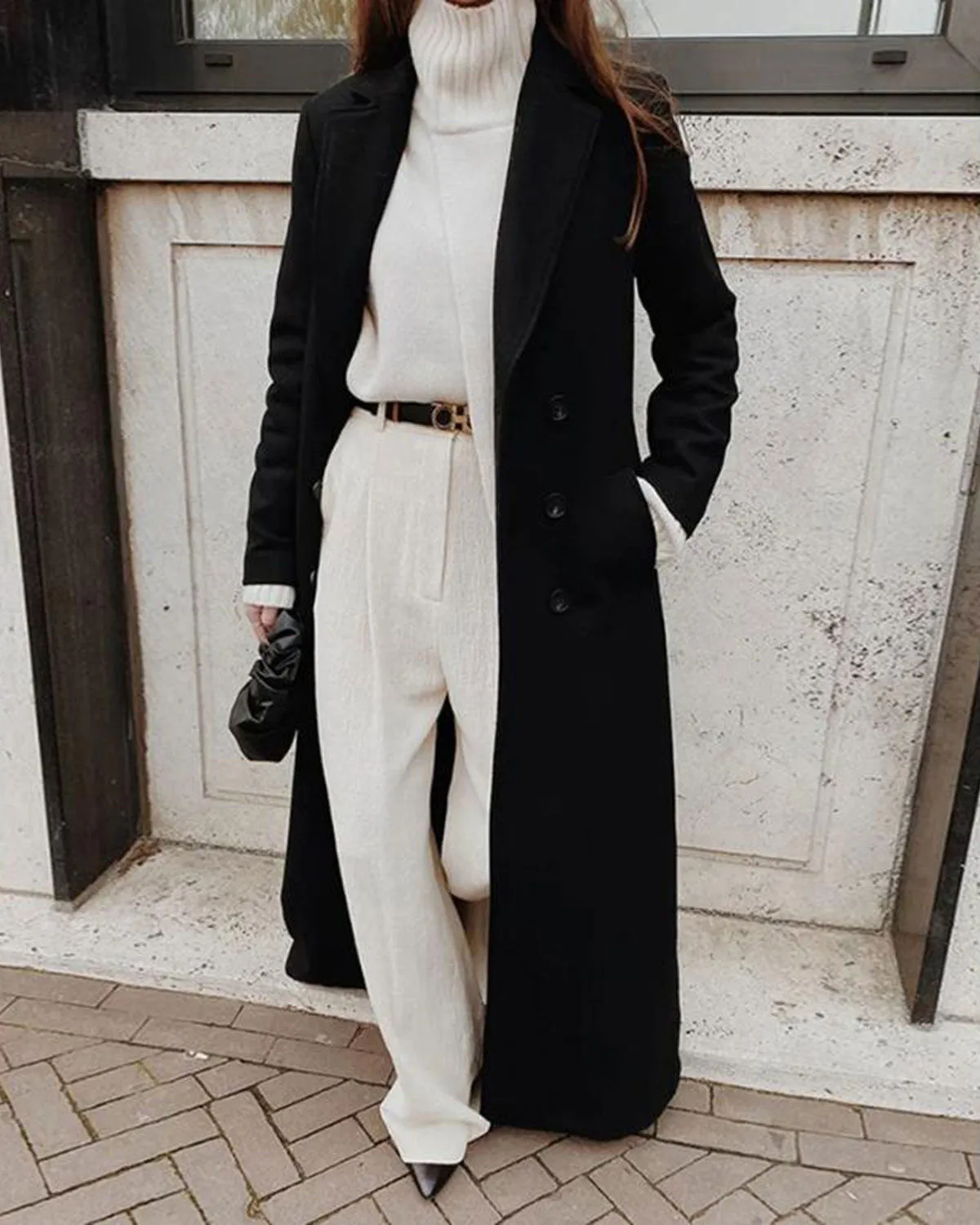 Black Button Long Coat sold by rihoas product image thumbnail 3