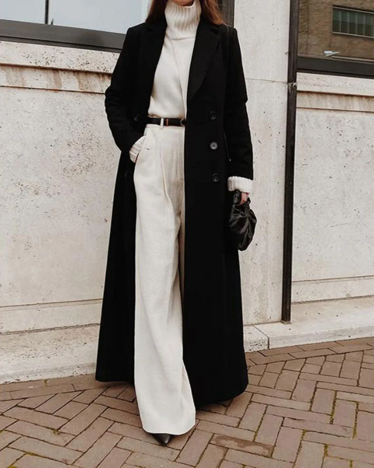 Black Button Long Coat sold by rihoas