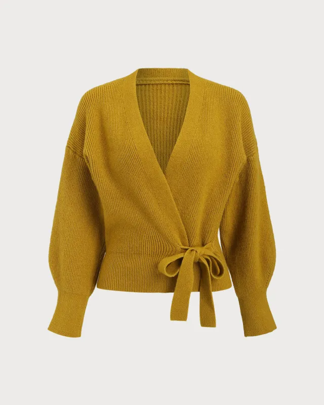 Ginger V Neck Drawstring Knit Cardigan sold by rihoas