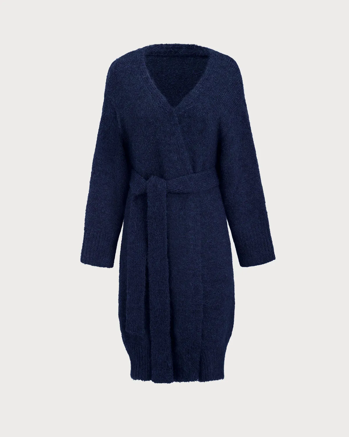 Blue V Neck Long Knit Cardigan sold by rihoas product image thumbnail 2