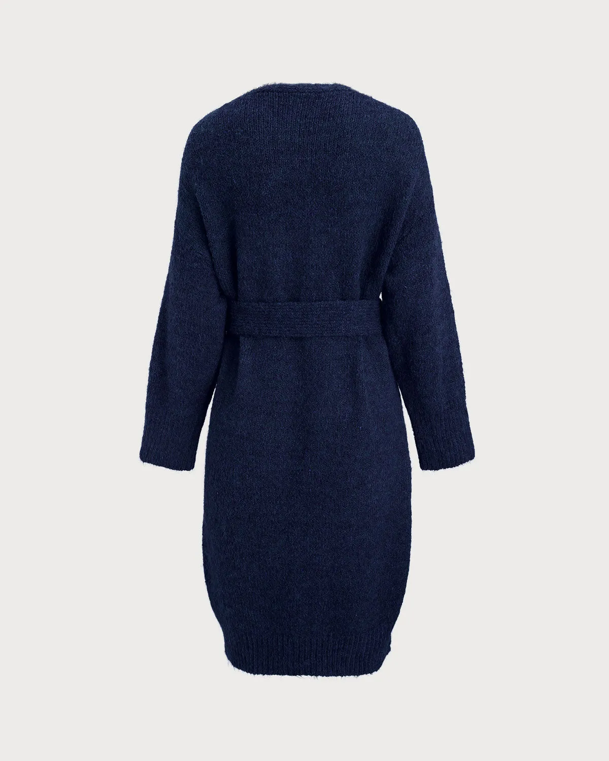 Blue V Neck Long Knit Cardigan sold by rihoas product image thumbnail 5