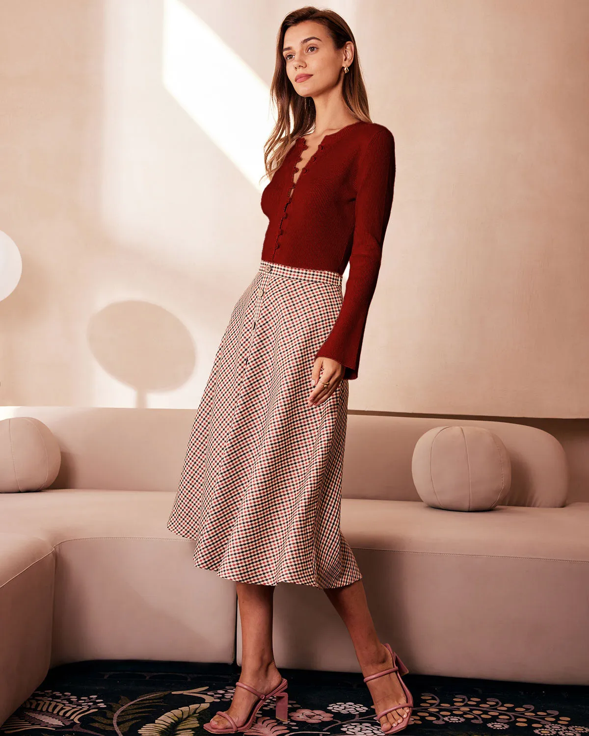 Red Bell Sleeve Ribbed Knit Tee sold by rihoas product image thumbnail 4