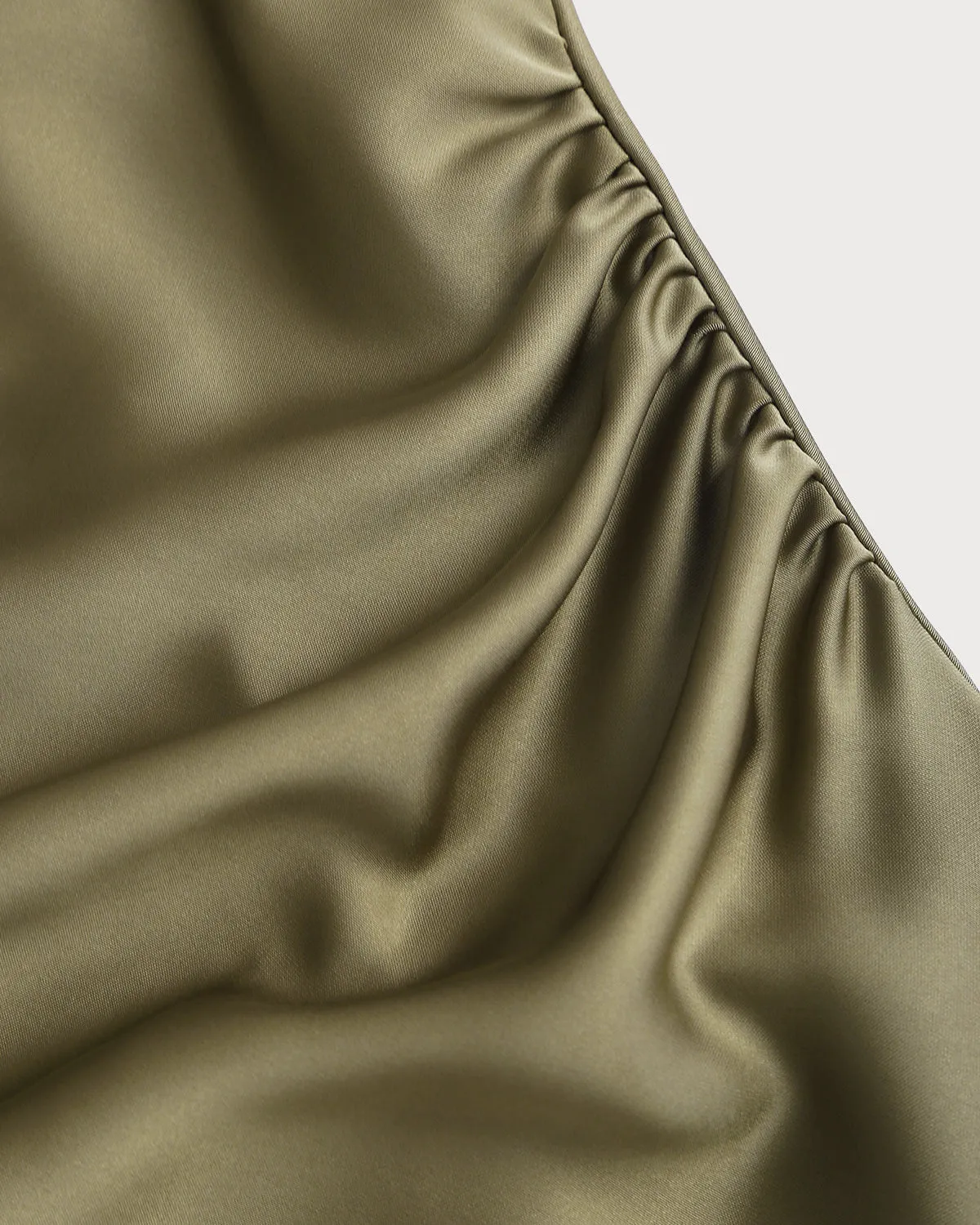 Green Satin Boat Neck Slip Midi Dress sold by rihoas product image thumbnail 2