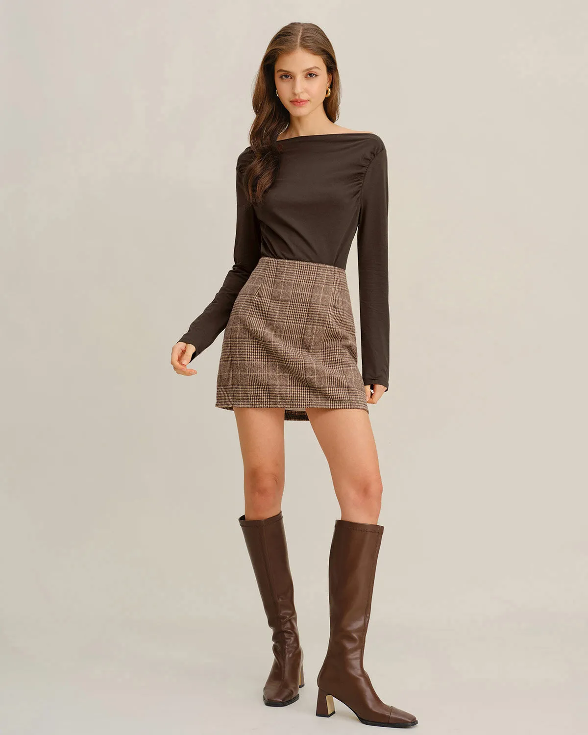 Coffee Ruched Knit Tee sold by rihoas product image thumbnail 4