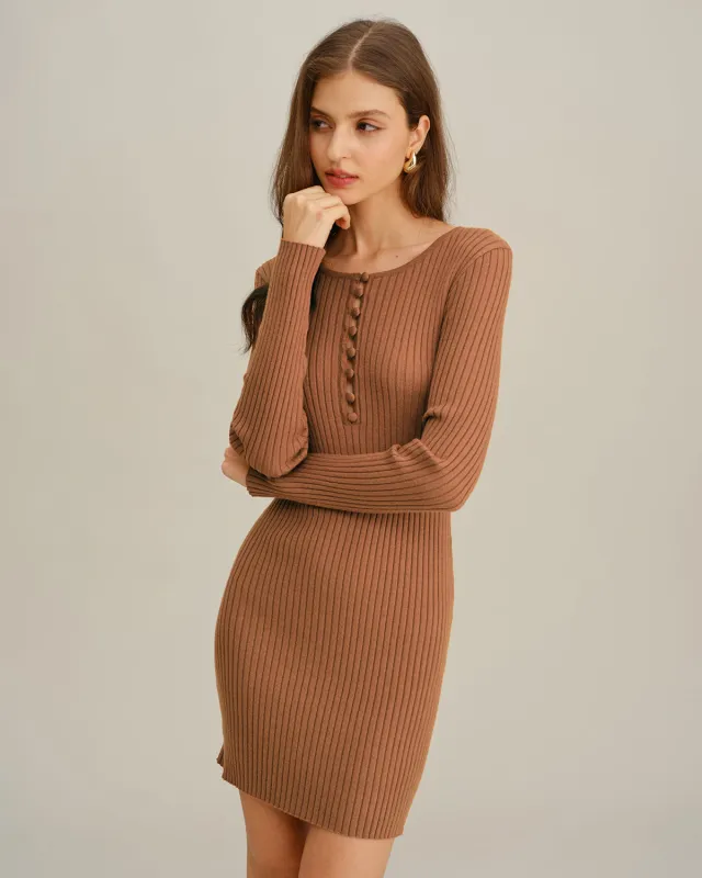 Caramel Bodycon Sweater Dress sold by rihoas