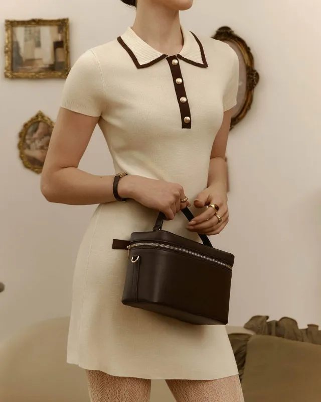 Apricot Contrasting Sweater Dress sold by rihoas