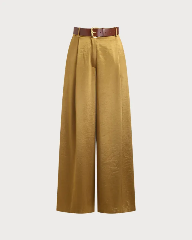 Yellow Ruched Wide Leg Pants sold by rihoas