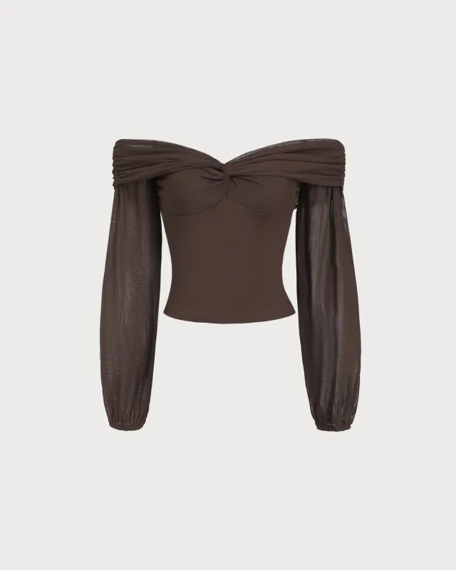 Coffee Off The Shoulder Twist Tee sold by rihoas