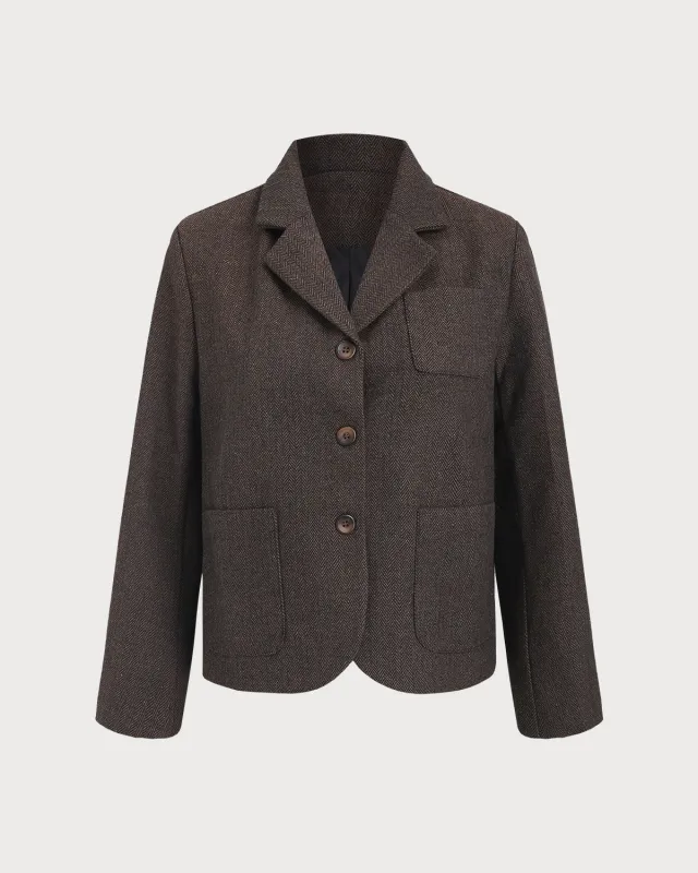 Coffee Single Breasted Blazer sold by rihoas