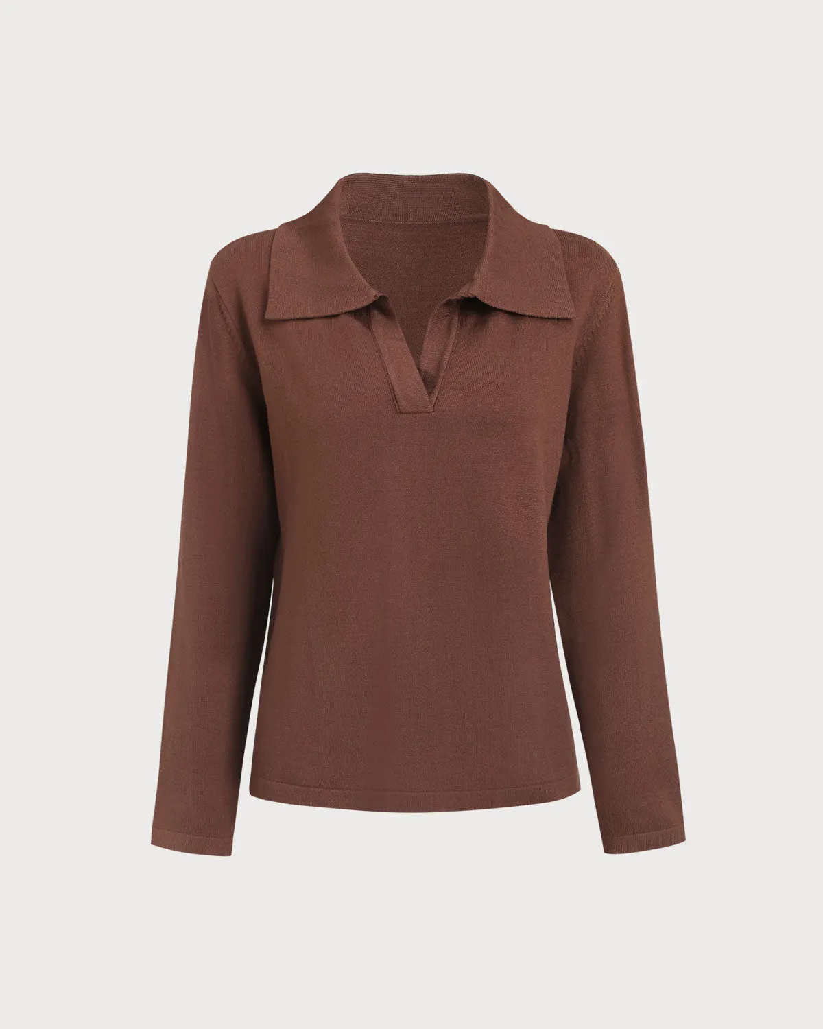Brown Collared Knit Tee sold by rihoas