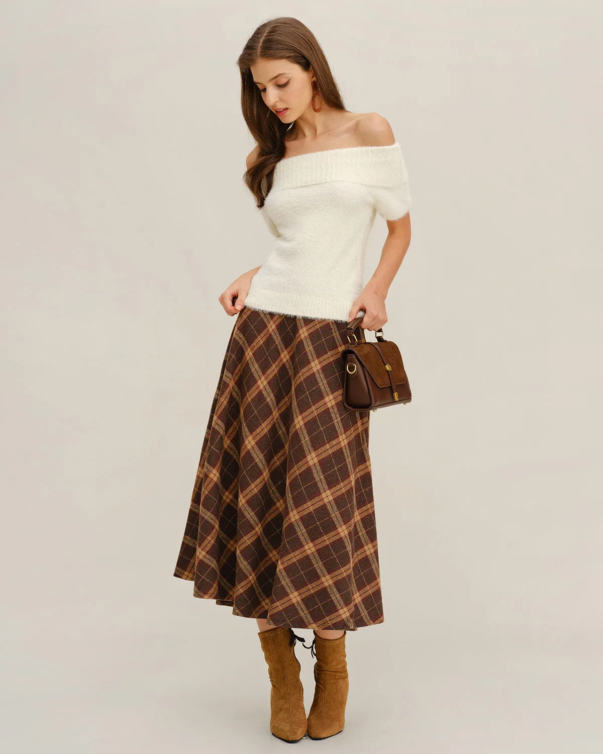 Beige Off The Shoulder Knit Tee sold by rihoas product image thumbnail 4