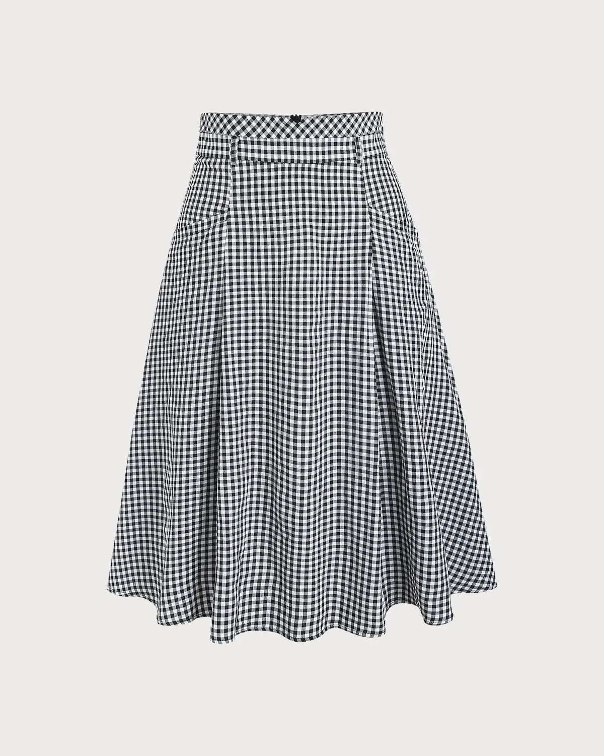 Black Plaid A-Line Midi Skirt sold by rihoas