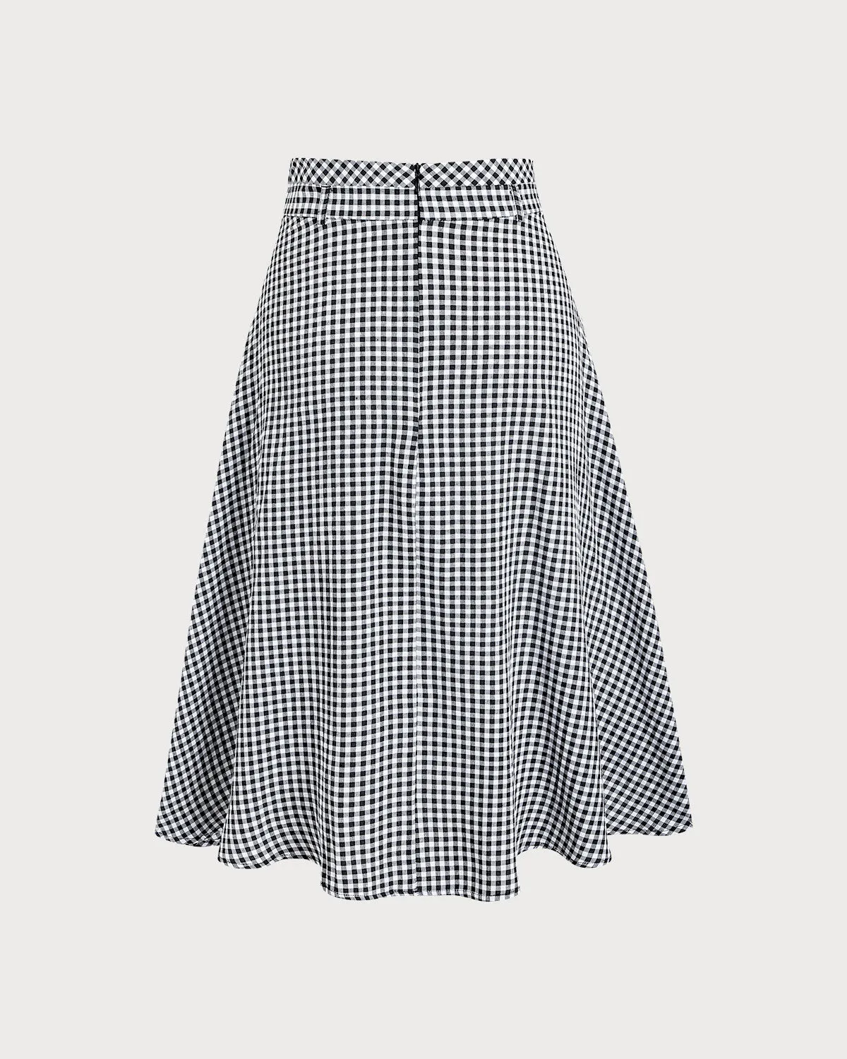 Black Plaid A-Line Midi Skirt sold by rihoas product image thumbnail 2