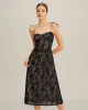 Black Sweetheart Neck A-Line Slip Midi Dress sold by rihoas