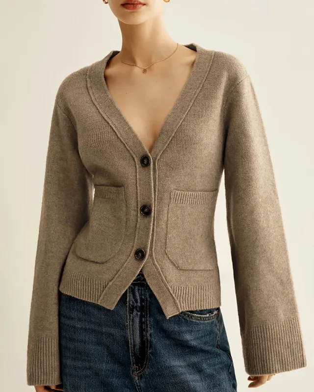 Camel Single Breasted Knit Cardigan sold by rihoas