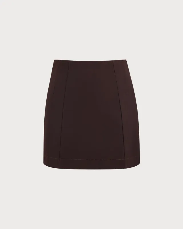 Coffee Natural Waisted A-Line Mini Skirt sold by rihoas