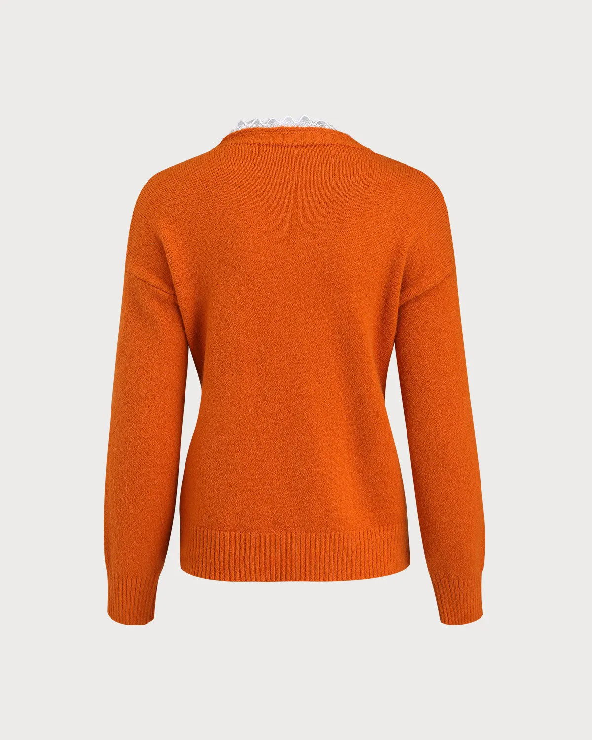 Orange Contrasting Knit Cardigan sold by rihoas product image thumbnail 4