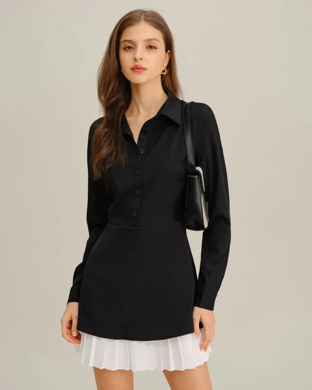 Black Contrasting A-Line Mini Dress sold by rihoas