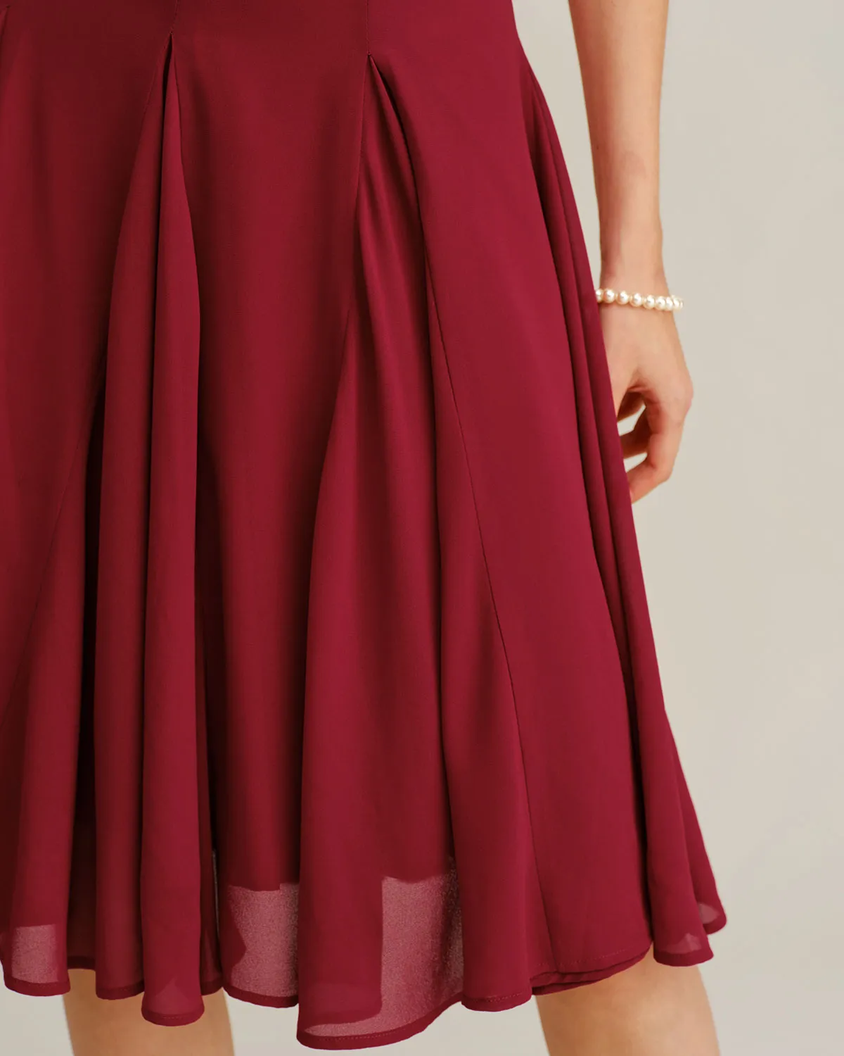 Red Chiffon A-Line Slip Midi Dress sold by rihoas product image thumbnail 3
