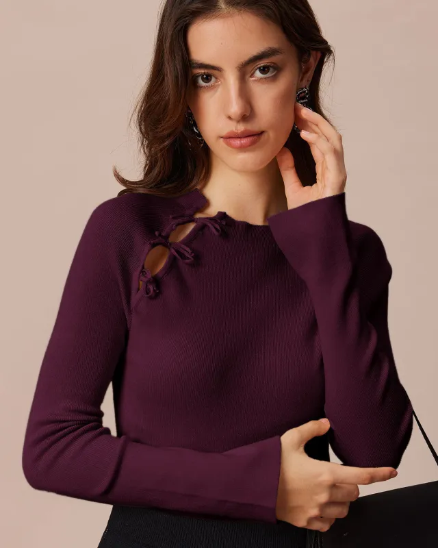 Purple Bell Sleeve Knit Tee sold by rihoas