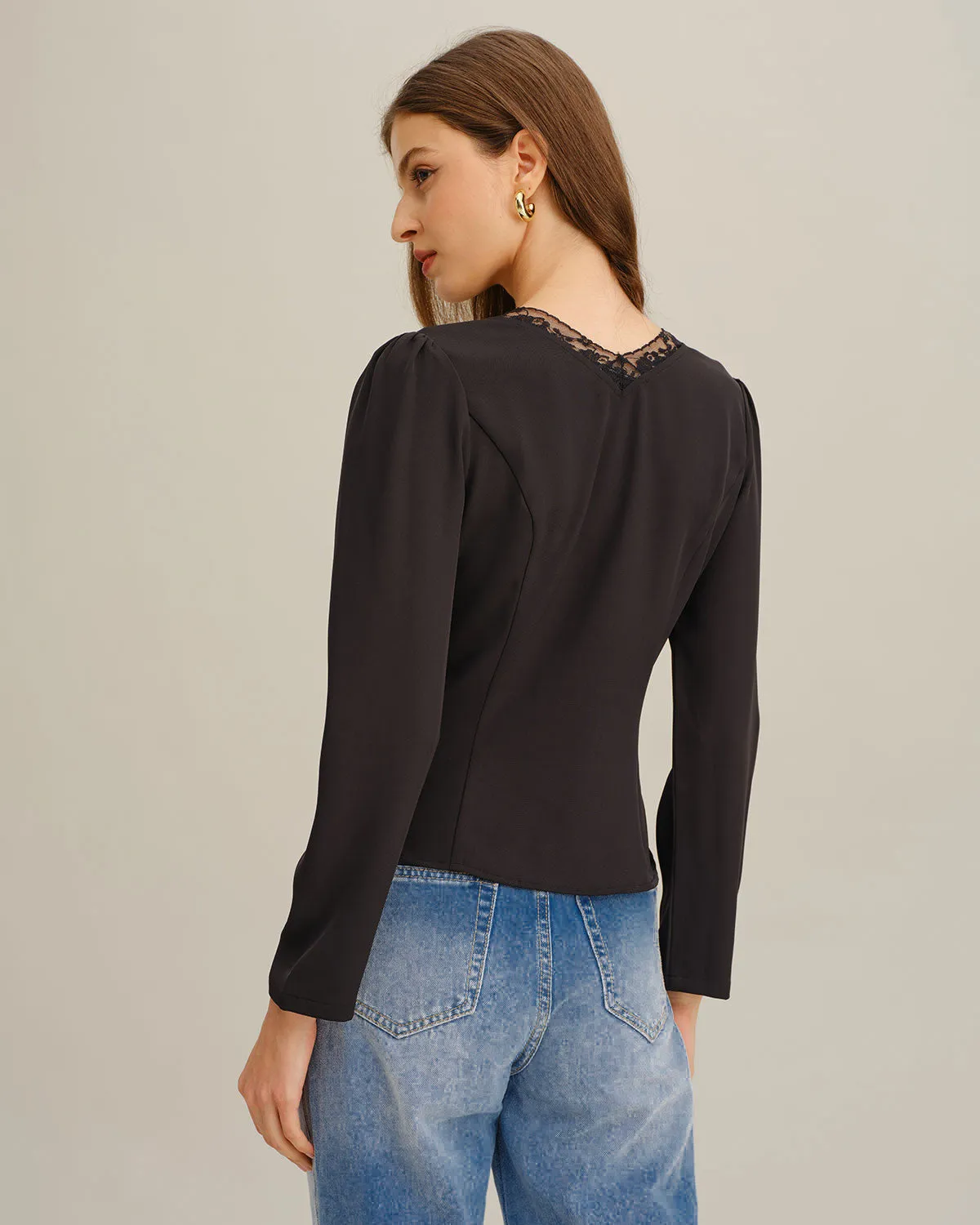 Black See Through Lace Blouse sold by rihoas product image thumbnail 5