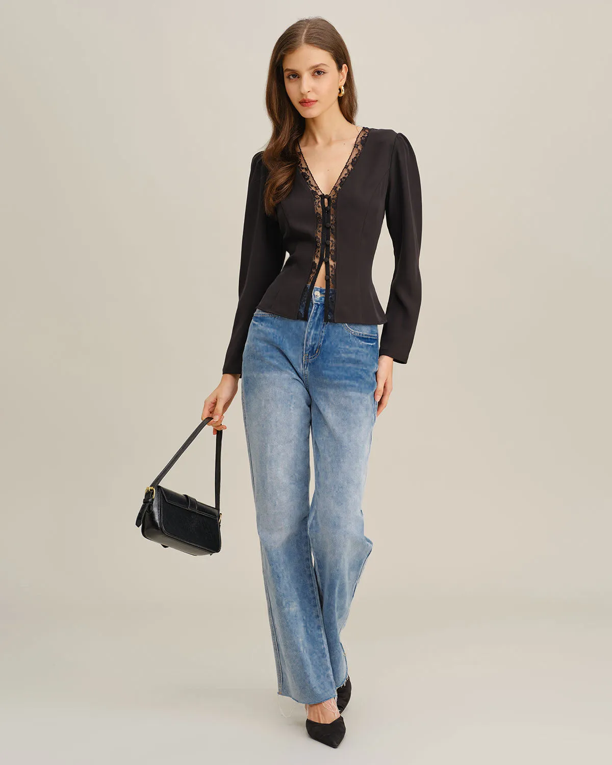 Black See Through Lace Blouse sold by rihoas product image thumbnail 3