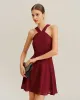 Wine Red Chiffon A-Line Sleeveless Mini Dress sold by rihoas