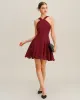 Wine Red Chiffon A-Line Sleeveless Mini Dress sold by rihoas