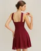 Wine Red Chiffon A-Line Sleeveless Mini Dress sold by rihoas