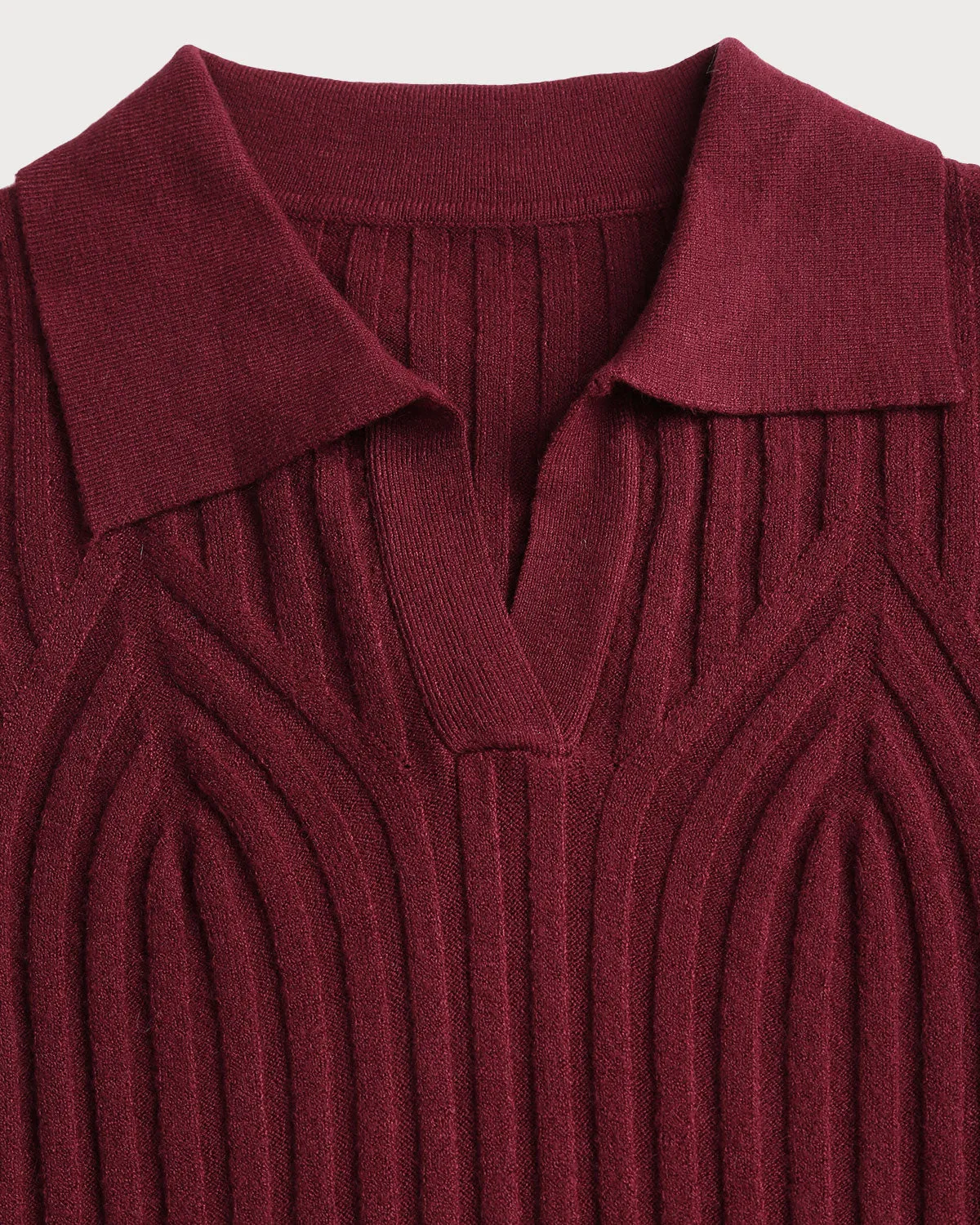 Red Collared Slim Knit Tee sold by rihoas product image thumbnail 2