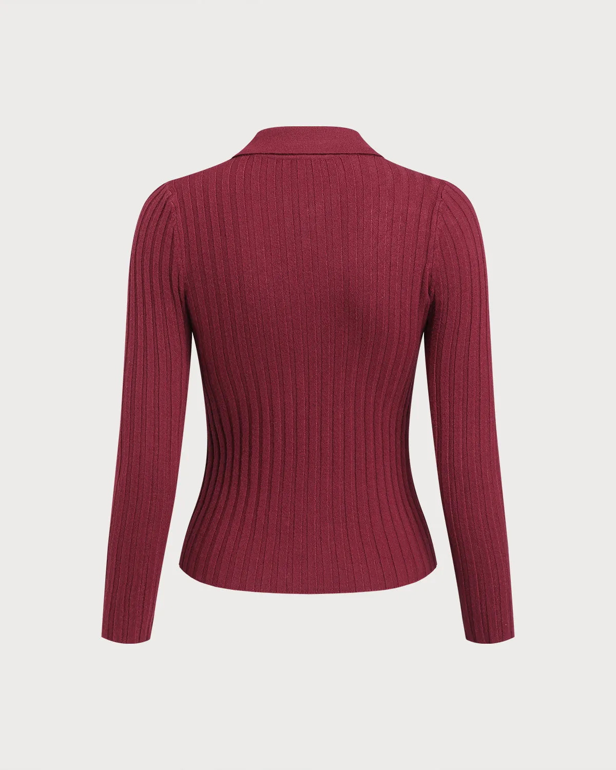 Red Collared Slim Knit Tee sold by rihoas product image thumbnail 4
