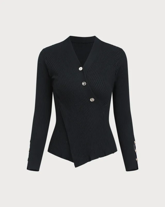 Black Button Knit Tee sold by rihoas