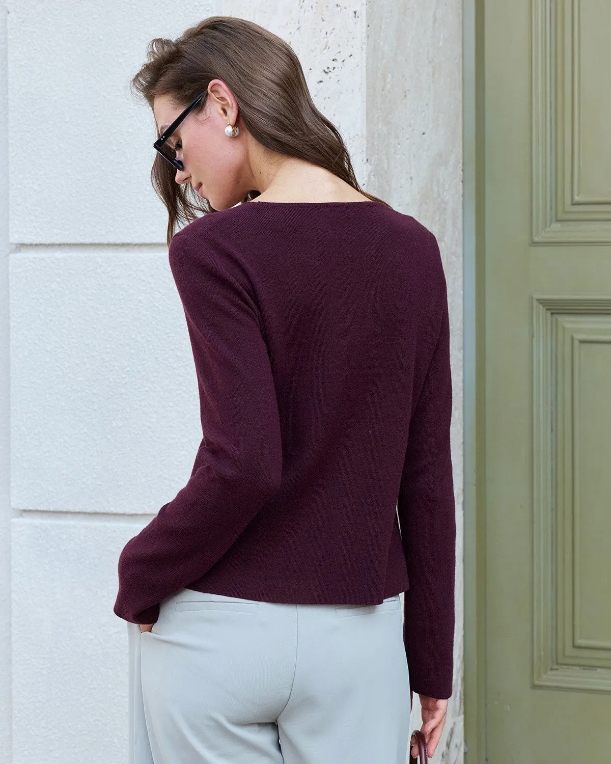 Purple Button Knit Cardigan sold by rihoas product image thumbnail 3