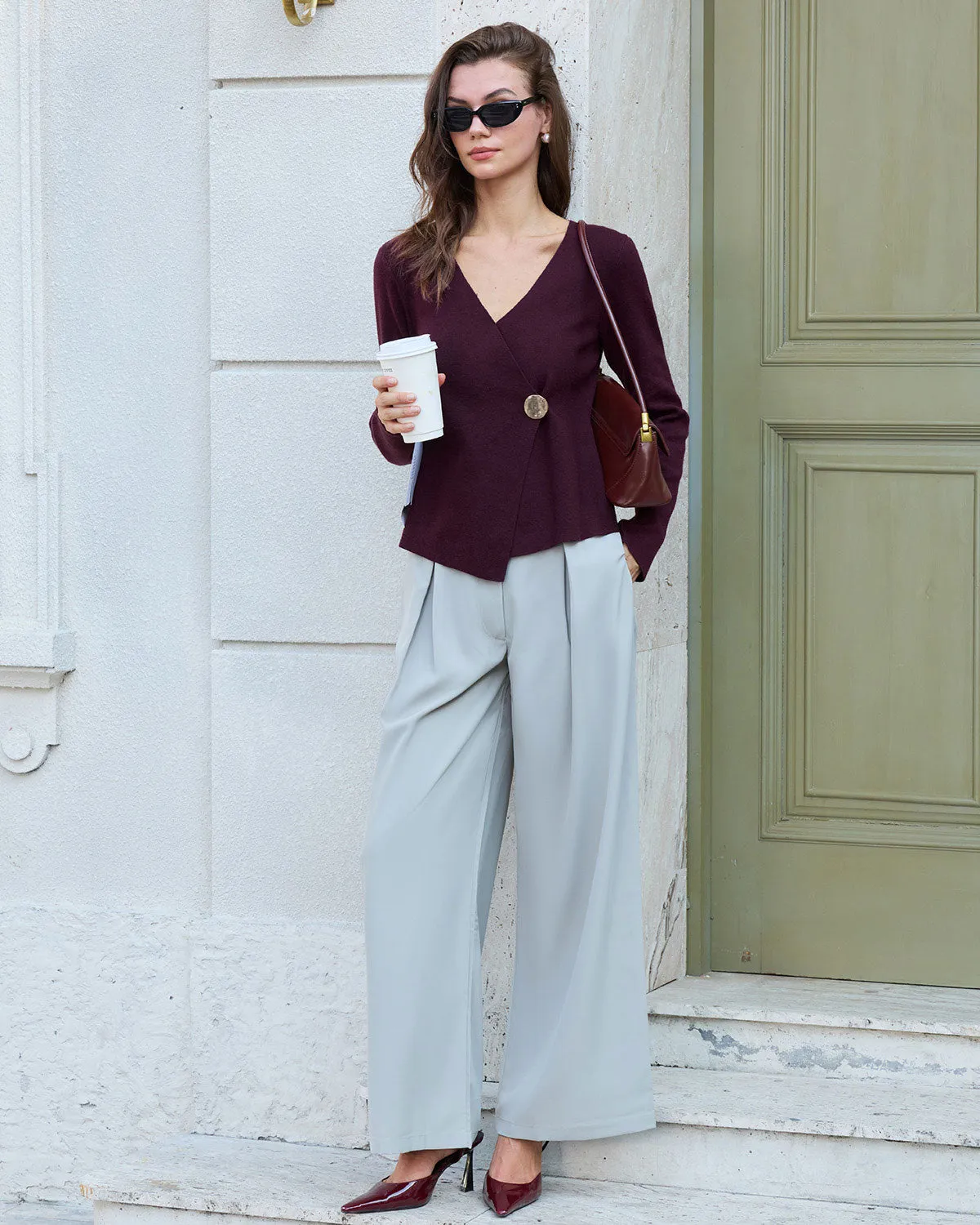 Purple Button Knit Cardigan sold by rihoas product image thumbnail 4