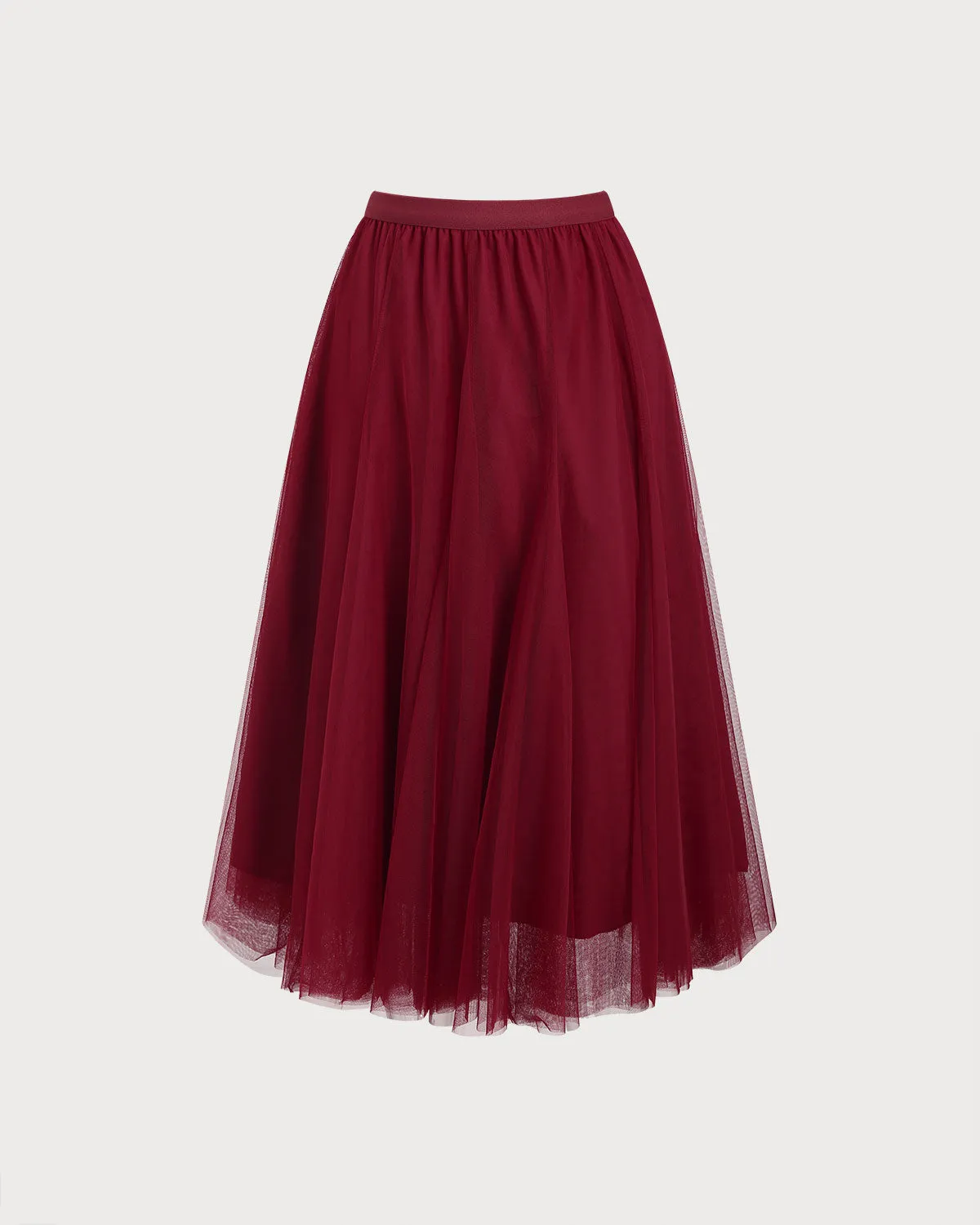 Red Elastic Waist Mesh Midi Skirt sold by rihoas product image thumbnail 4