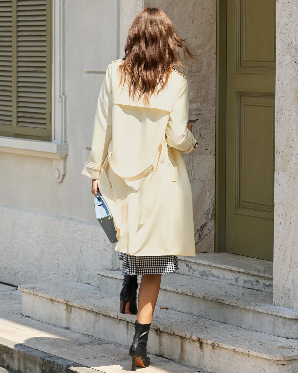 Beige Belted Trench Coat sold by rihoas product image thumbnail 5