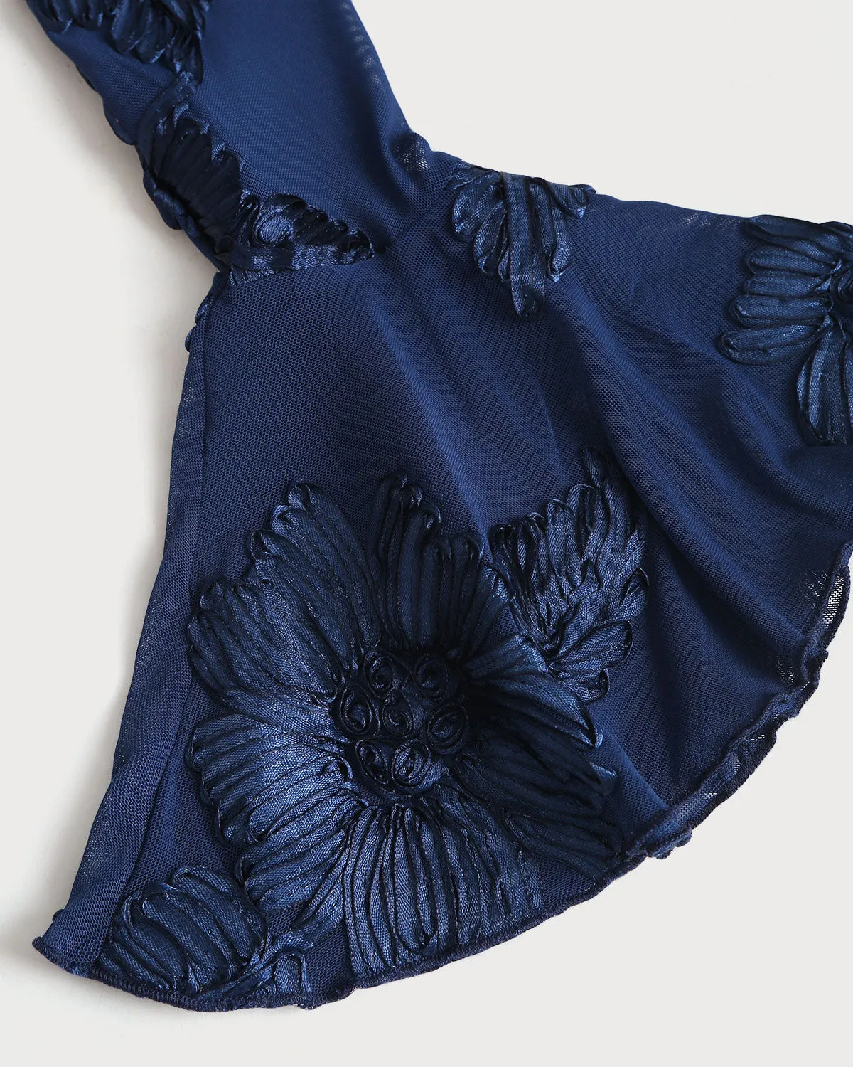 Blue Jacquard Bell Sleeve Backless Mini Dress sold by rihoas product image thumbnail 2