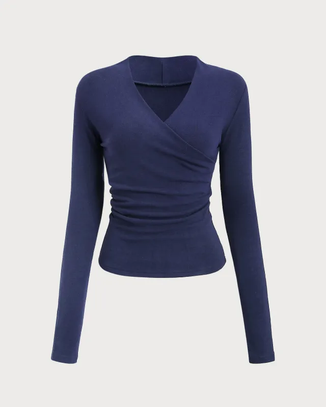 Navy Ruched Knit Tee sold by rihoas